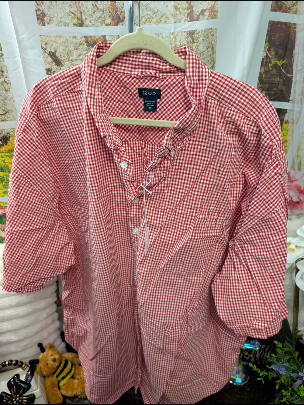 IZOD Red Gingham Button-Up Shirt